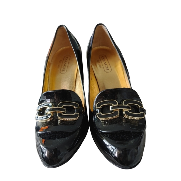 Coach Signature Patent Leather Black Pumps Heels - Picture 7 of 15